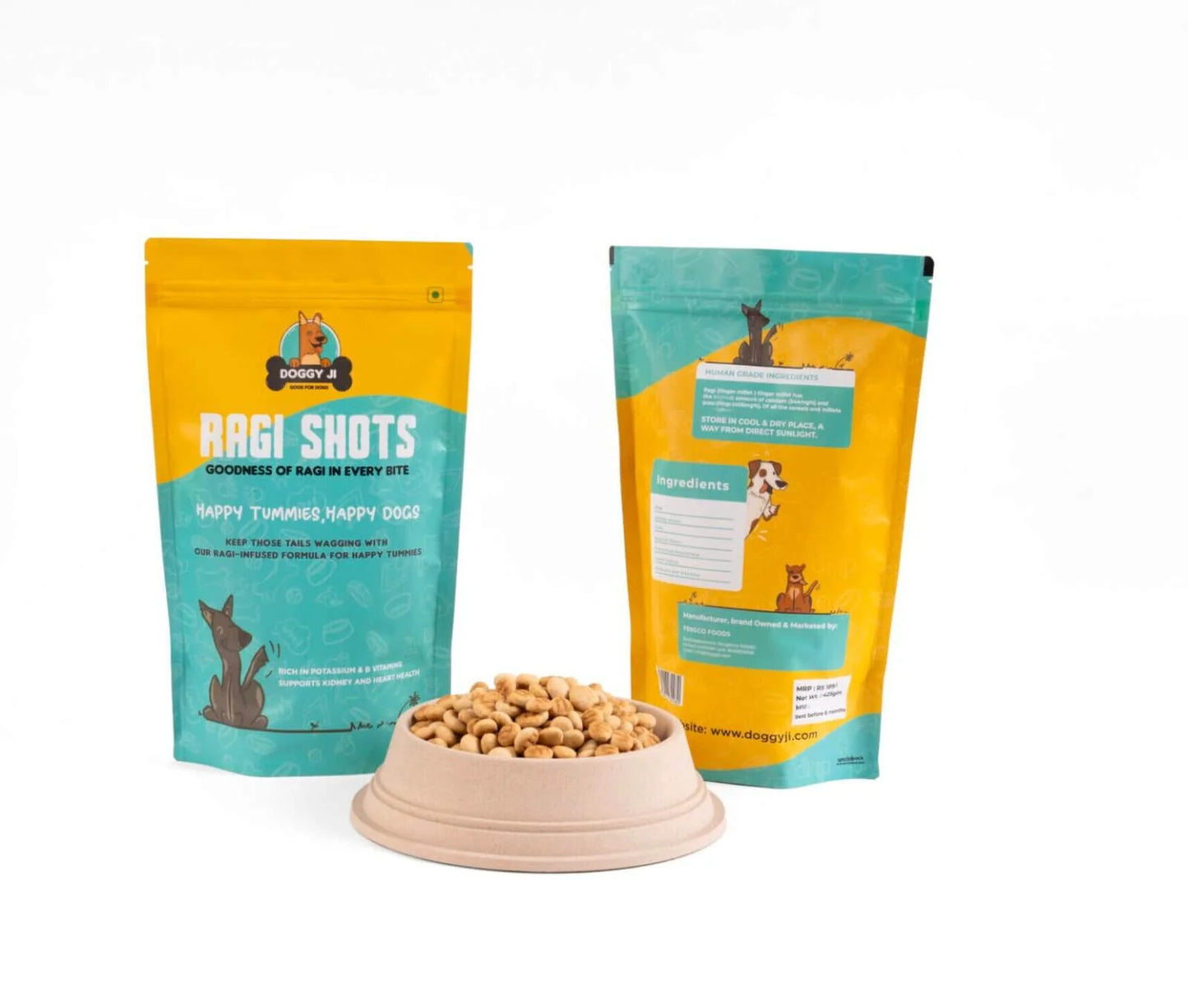 Doggy Ji Pawsome Duo : Doggy Ji Biscuits (with Chicken Extracts) – 24 Packets + Ragi Shots – 2 Pouchs