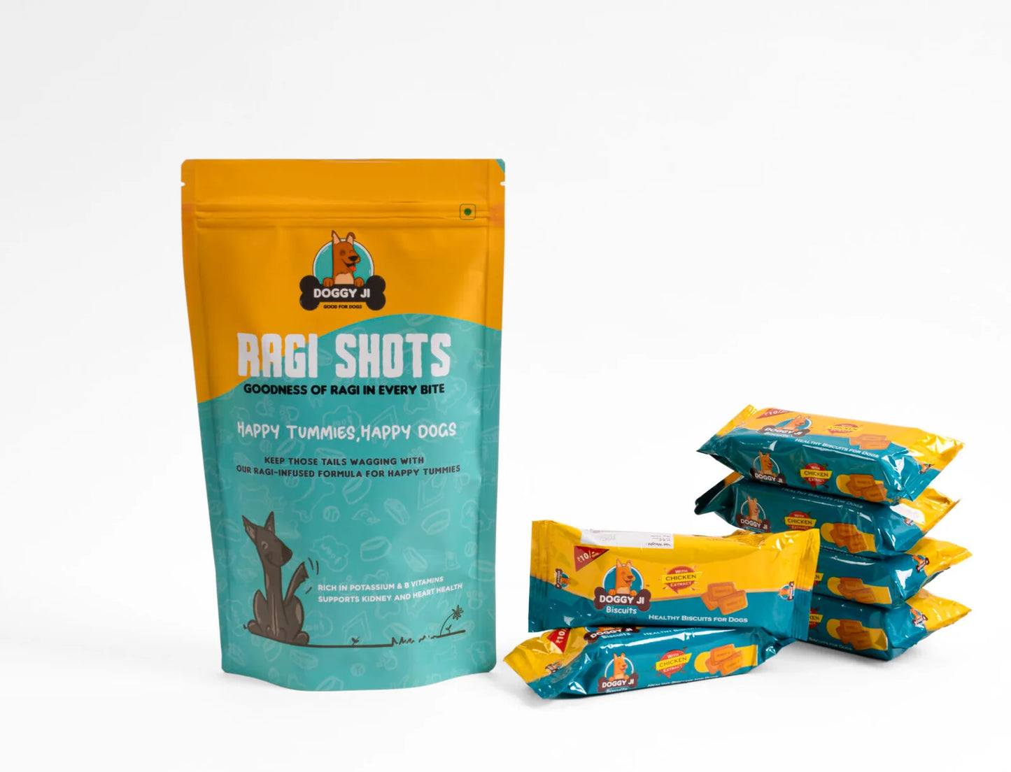 Doggy Ji Combo : Doggy Ji Biscuits (with Chicken Extracts) – 30 Packets + Ragi Shots – 1 Pouch